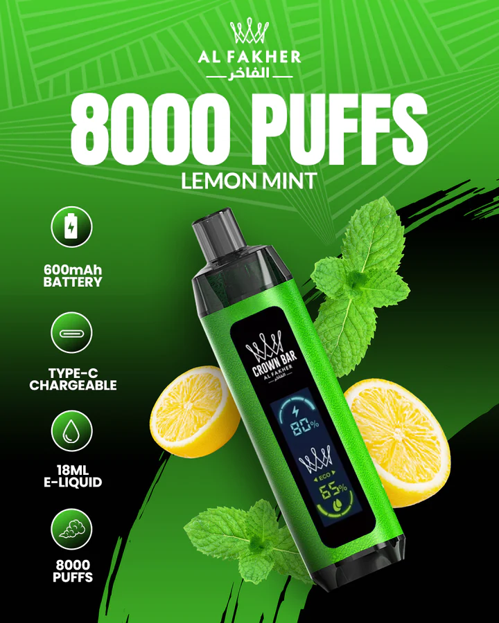 Al Fakher Crown Bar 8000 Dual Lemon Mint
