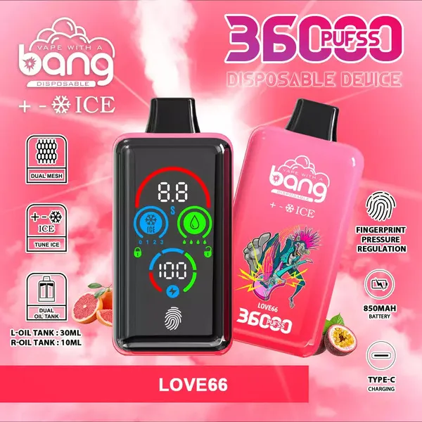 Bang 36000 Ice Control Disposable Vape – Full-Screen Smart Chill Tuning, 36ml, 850mAh, Type-C, 1.0Ω Mesh - Image 4