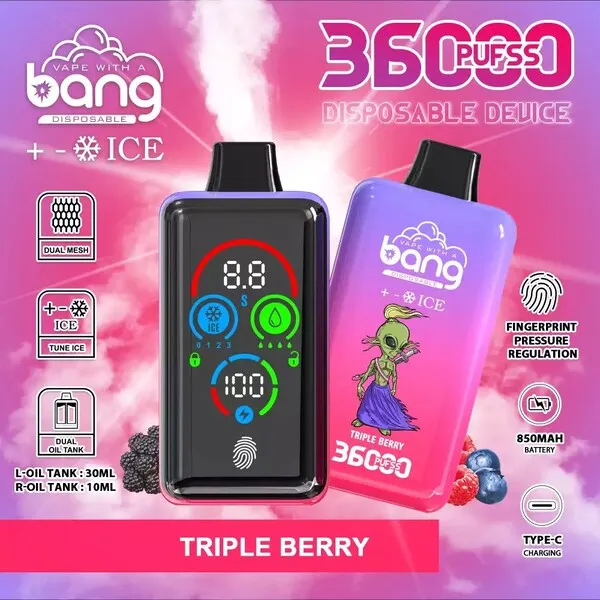 Bang 36000 Ice Control Disposable Vape – Full-Screen Smart Chill Tuning, 36ml, 850mAh, Type-C, 1.0Ω Mesh - Image 12
