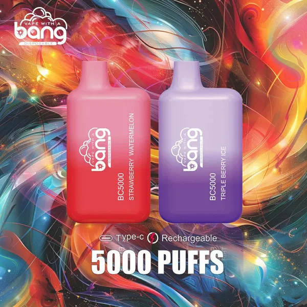 Bang BC5000 5000 Puffs Disposable Vape – 20 Flavors, Mesh Coil, 13ml E-liquid, Type-C Rechargeable
