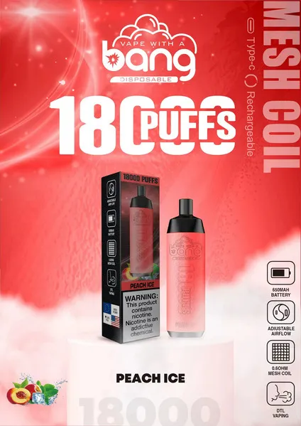 Bang Crown 18000 Puffs Disposable Vape – 24ml Large E-Liquid, Adjustable Airflow, Mesh Coil, USB-C Rechargeable - Image 2