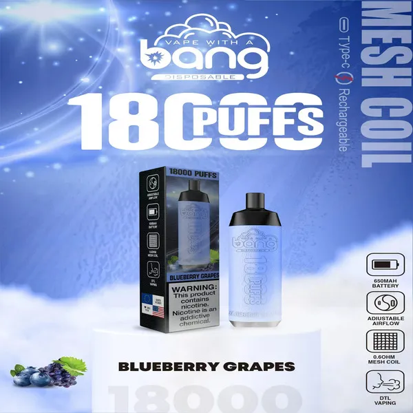 Bang Crown 18000 Puffs Disposable Vape – 24ml Large E-Liquid, Adjustable Airflow, Mesh Coil, USB-C Rechargeable - Image 4