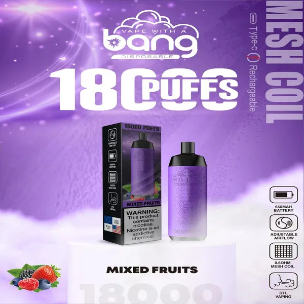 Bang Crown 18000 Puffs Disposable Vape – 24ml Large E-Liquid, Adjustable Airflow, Mesh Coil, USB-C Rechargeable - Image 5