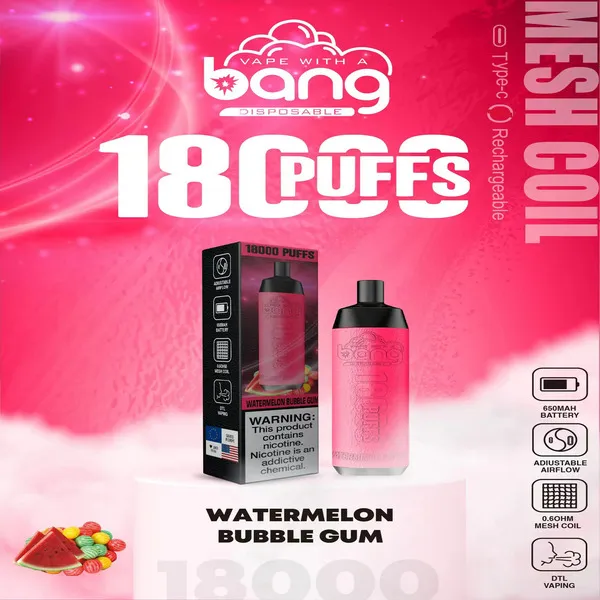 Bang Crown 18000 Puffs Disposable Vape – 24ml Large E-Liquid, Adjustable Airflow, Mesh Coil, USB-C Rechargeable - Image 6