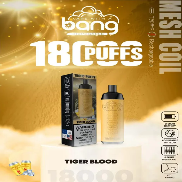 Bang Crown 18000 Puffs Disposable Vape – 24ml Large E-Liquid, Adjustable Airflow, Mesh Coil, USB-C Rechargeable - Image 7