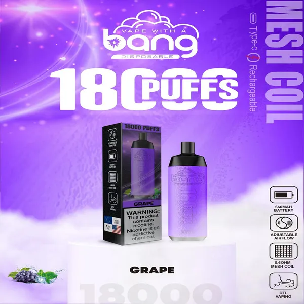 Bang Crown 18000 Puffs Disposable Vape – 24ml Large E-Liquid, Adjustable Airflow, Mesh Coil, USB-C Rechargeable - Image 8