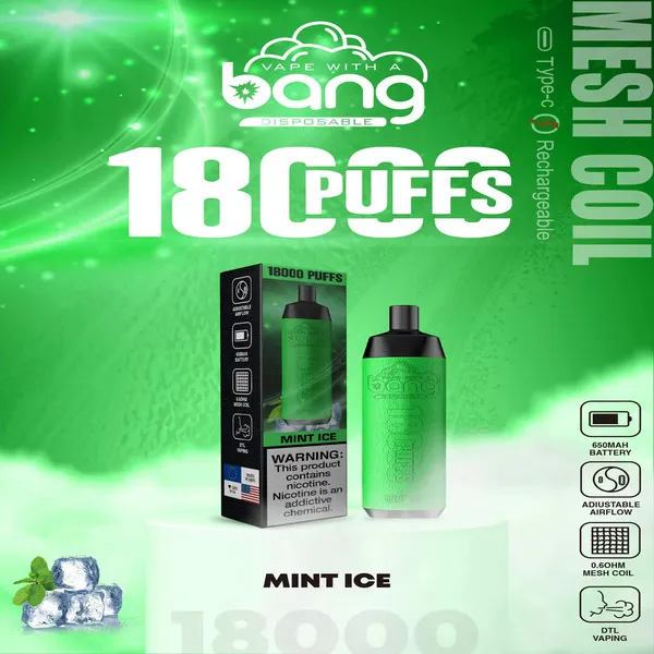 Bang Crown 18000 Puffs Disposable Vape – 24ml Large E-Liquid, Adjustable Airflow, Mesh Coil, USB-C Rechargeable - Image 9