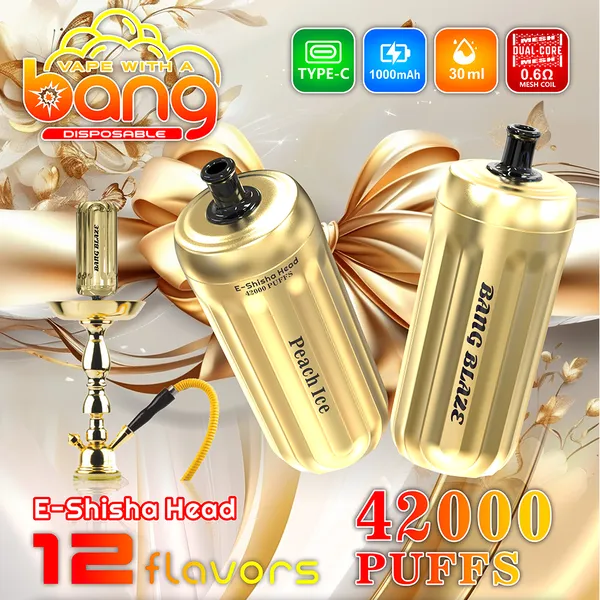 Bang E-Shisha Head 42000 Puffs Disposable Vape – Ultimate Gold Edition