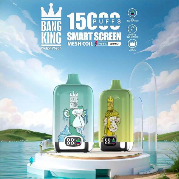 Bang King 15000 Puffs Smart Screen Disposable Vape Pen 10 Flavors 0% 2% 3% 5% Nicotine