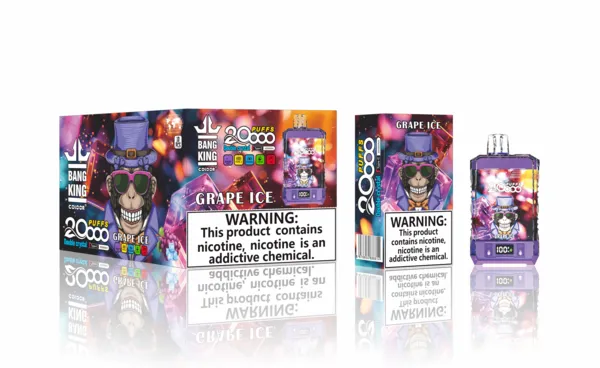 Bang King 20000 Double Crystal Disposable Vape – 25ml, Mesh Coil, LED Screen, Type-C Rechargeable - Image 2