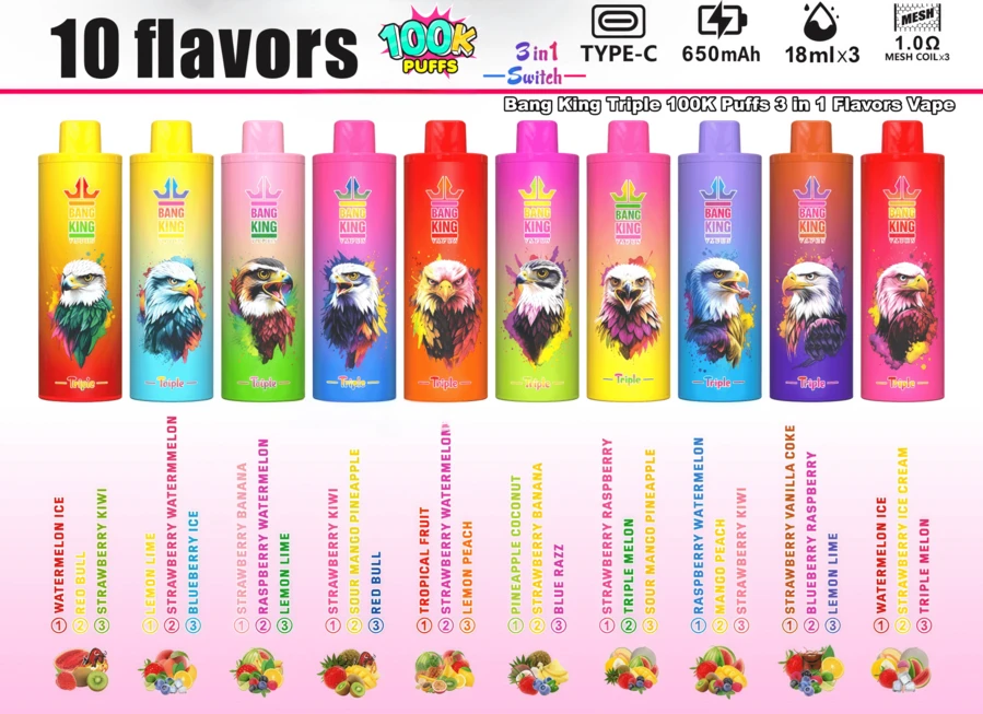 Bang King Triple 100K Disposable Vape | 100,000 Puffs – Ultimate 3-in-1 Flavors Power Device - Image 2