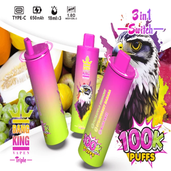 Bang King Triple 100K Disposable Vape | 100,000 Puffs – Ultimate 3-in-1 Flavors Power Device - Image 4