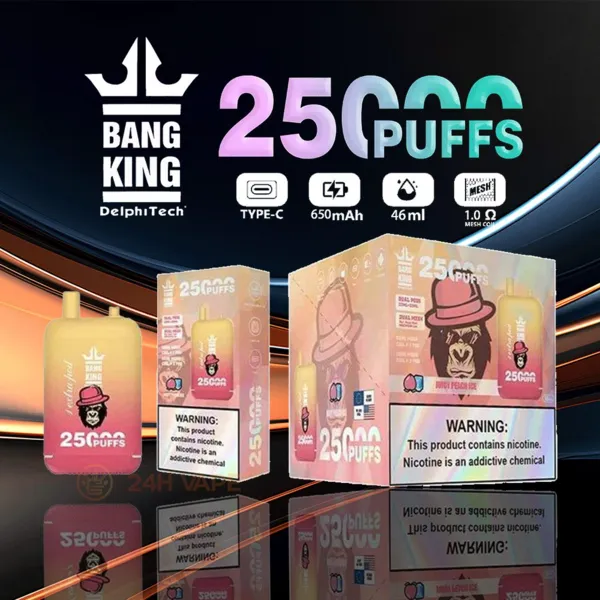 Bang King 25000 Puffs Disposable Vape – Dual Pods 46ml, LCD Screen, Rechargeable Mesh Coil, 12 Flavors - Image 5