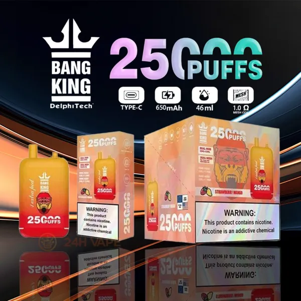 Bang King 25000 Puffs Disposable Vape – Dual Pods 46ml, LCD Screen, Rechargeable Mesh Coil, 12 Flavors - Image 7