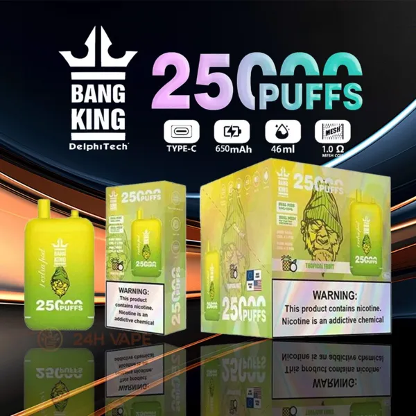 Bang King 25000 Puffs Disposable Vape – Dual Pods 46ml, LCD Screen, Rechargeable Mesh Coil, 12 Flavors - Image 9