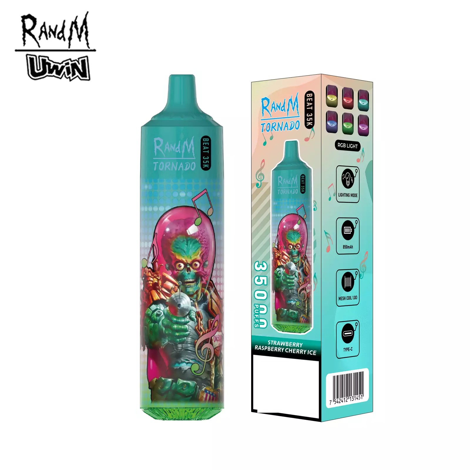 RandM Uwin Tornado Beat 35000 Puffs Music Device RGB Lights Bulk Buy Rechargeable Disposable Vapes Wholesale - Image 13