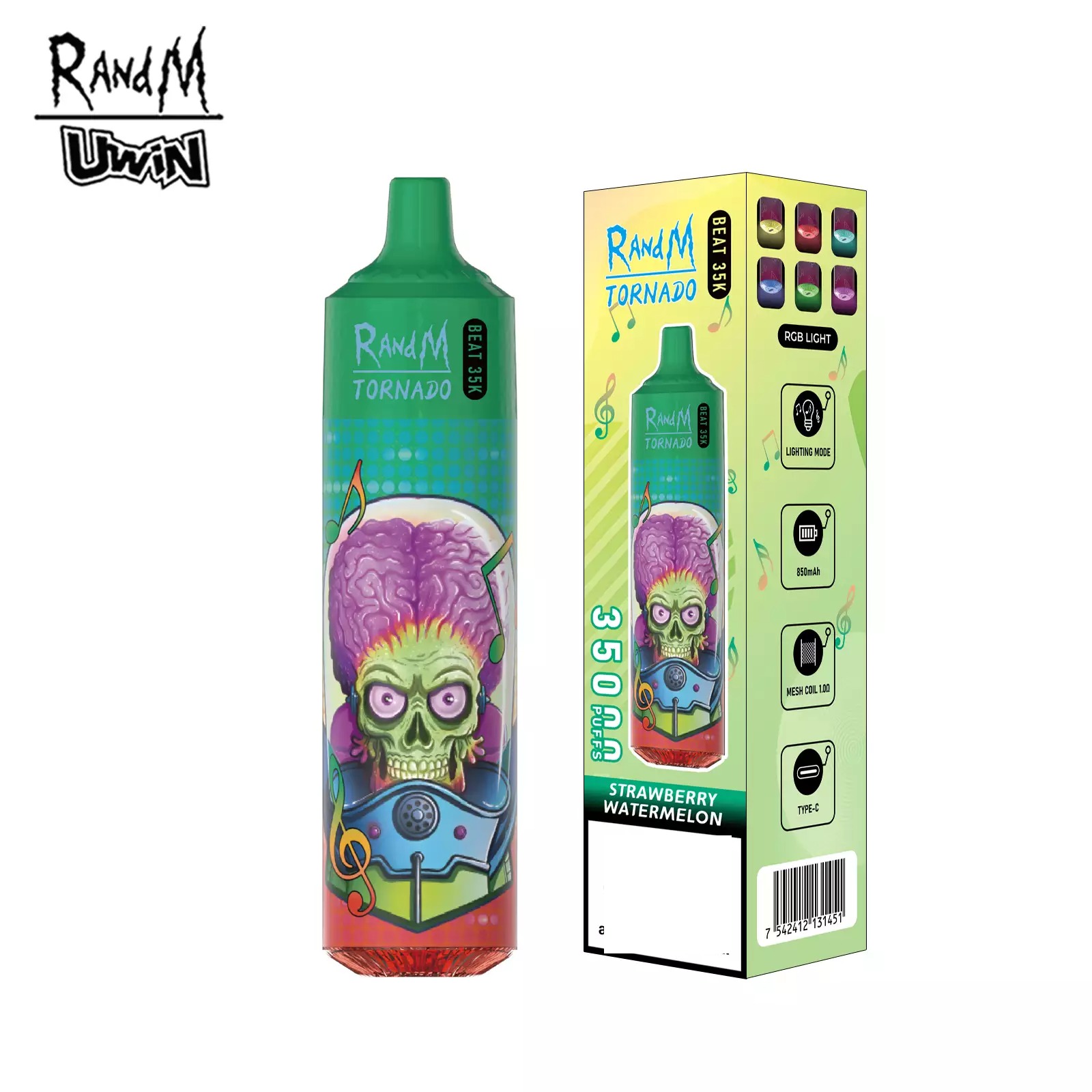 RandM Uwin Tornado Beat 35000 Puffs Music Device RGB Lights Bulk Buy Rechargeable Disposable Vapes Wholesale - Image 12