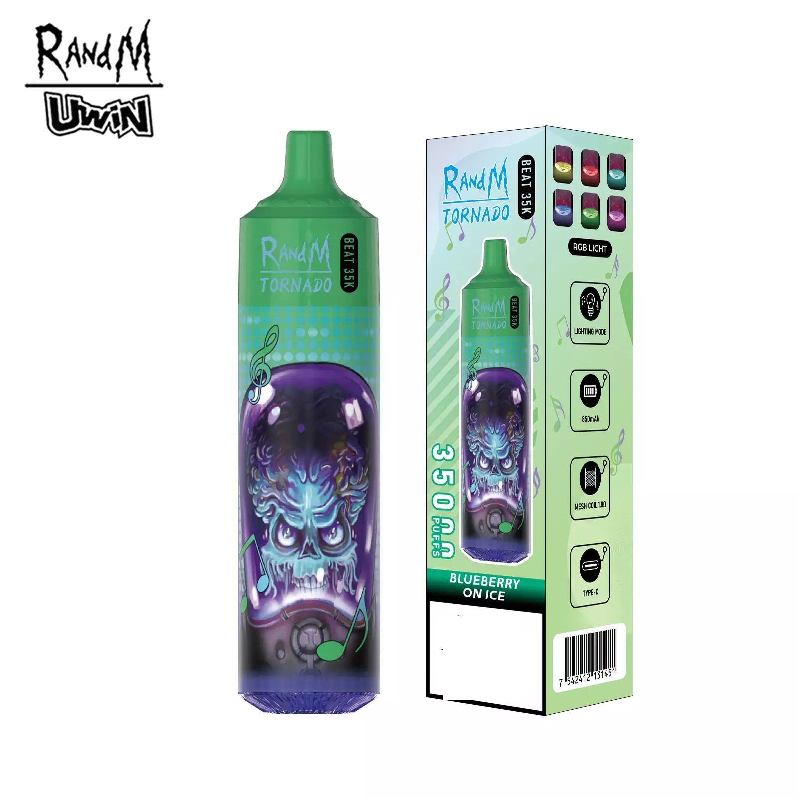 RandM Uwin Tornado Beat 35000 Puffs Music Device RGB Lights Bulk Buy Rechargeable Disposable Vapes Wholesale - Image 10