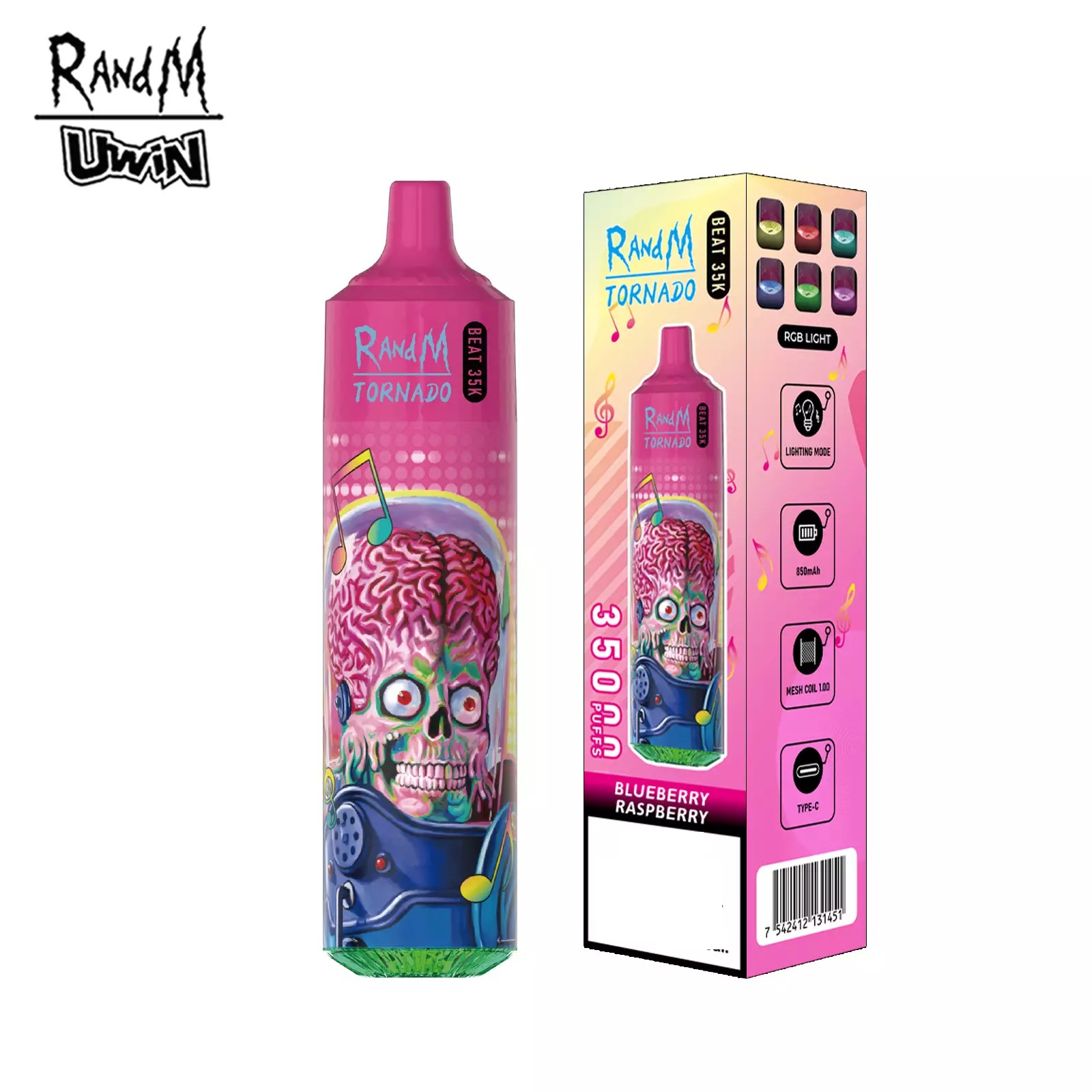 RandM Uwin Tornado Beat 35000 Puffs Music Device RGB Lights Bulk Buy Rechargeable Disposable Vapes Wholesale - Image 9