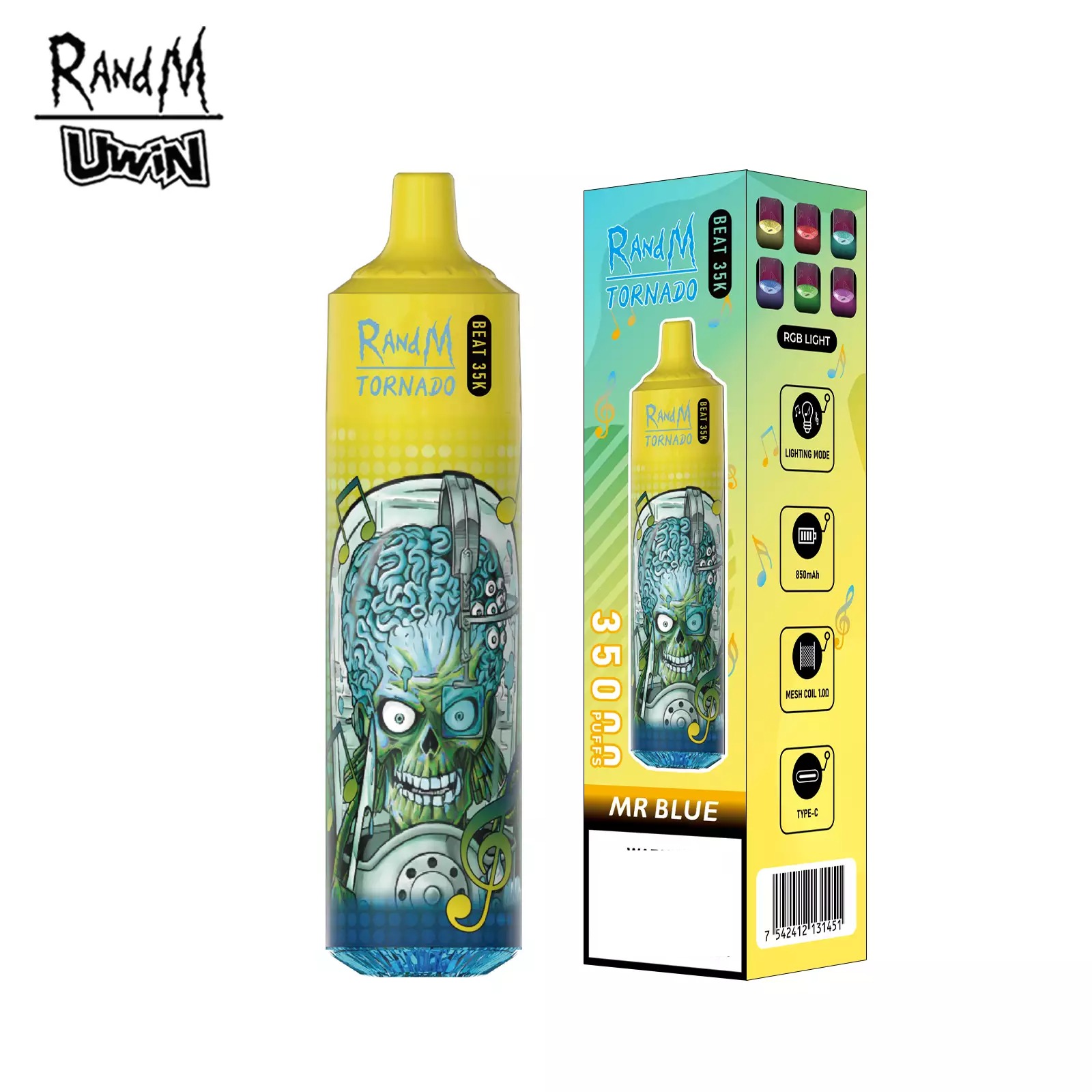RandM Uwin Tornado Beat 35000 Puffs Music Device RGB Lights Bulk Buy Rechargeable Disposable Vapes Wholesale - Image 8