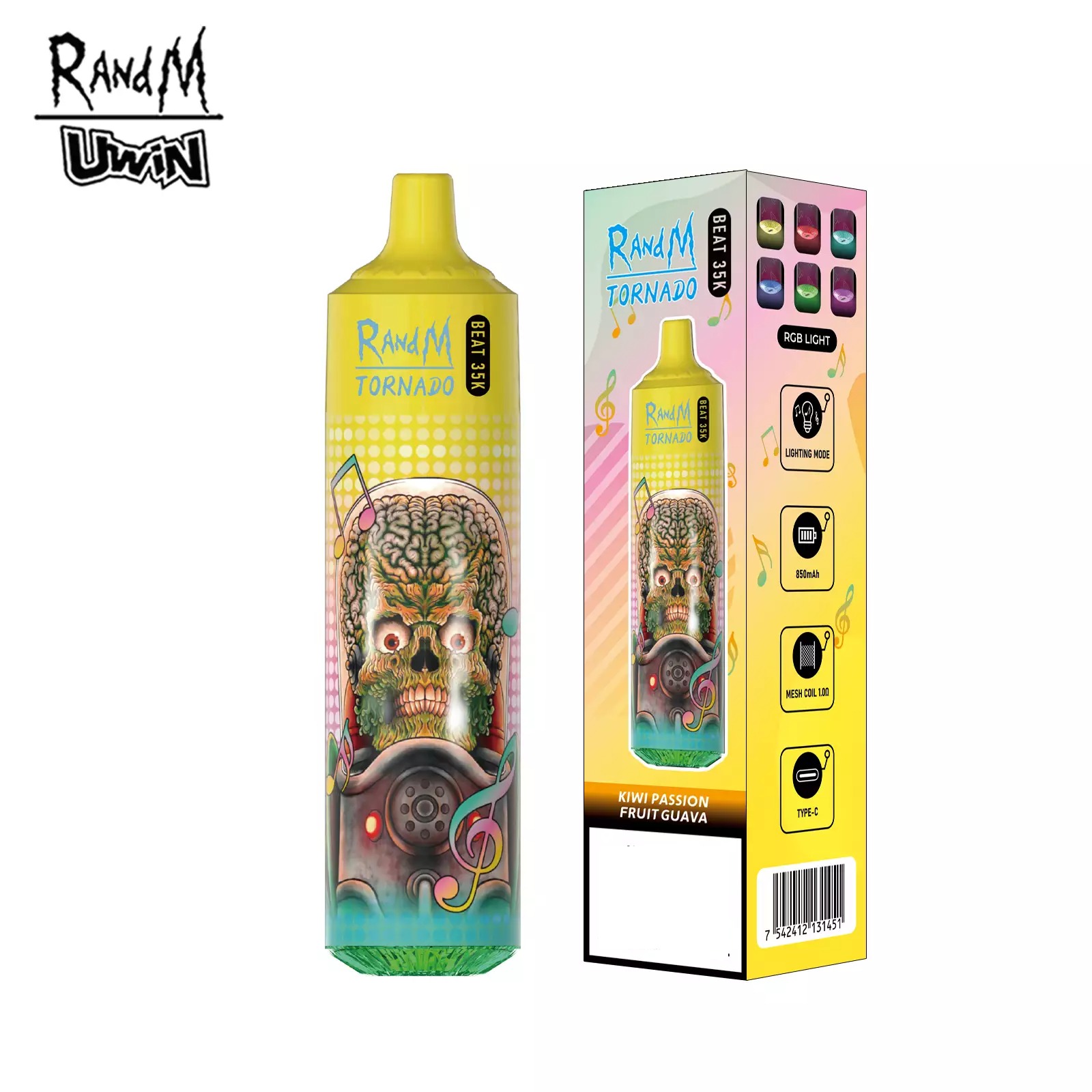 RandM Uwin Tornado Beat 35000 Puffs Music Device RGB Lights Bulk Buy Rechargeable Disposable Vapes Wholesale - Image 7