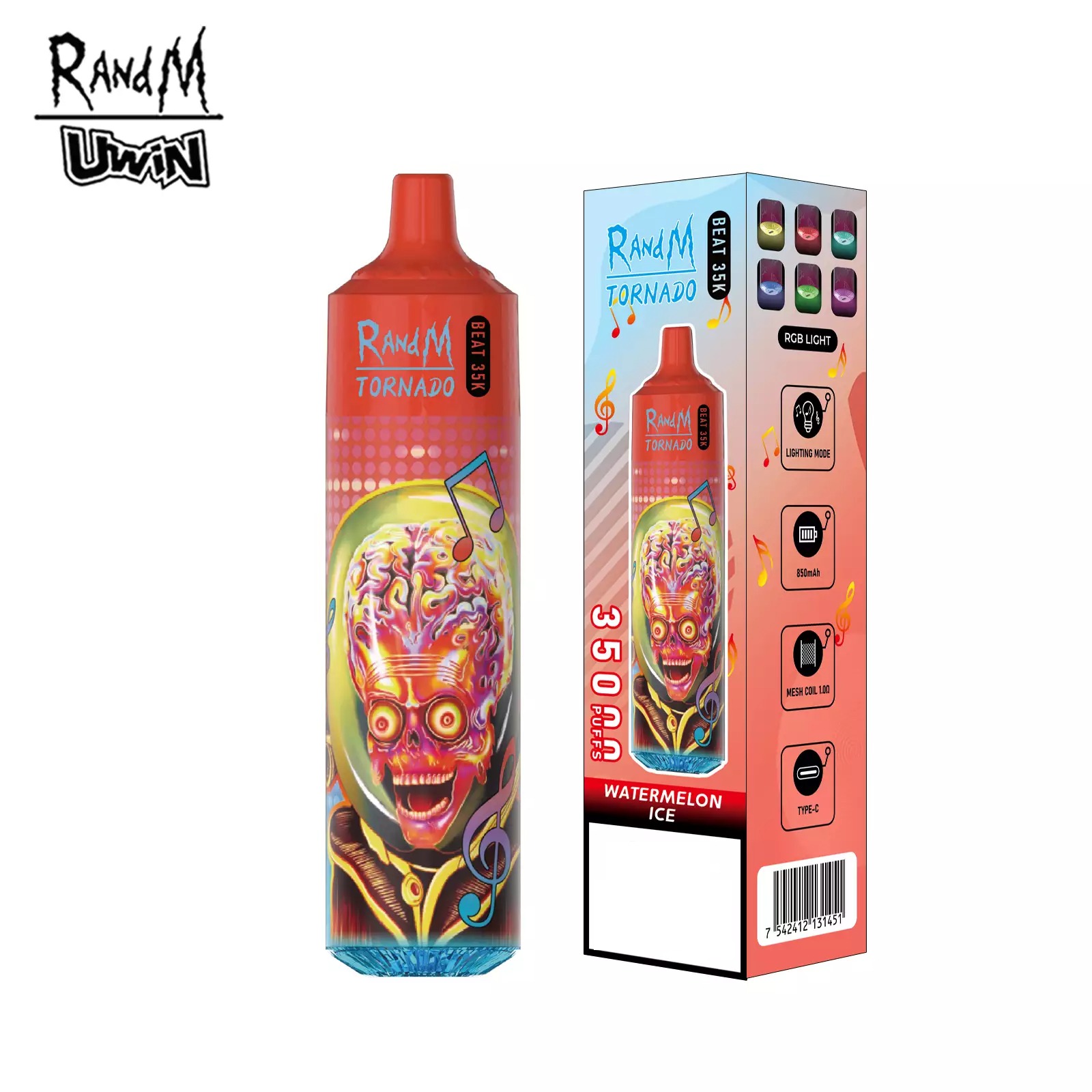 RandM Uwin Tornado Beat 35000 Puffs Music Device RGB Lights Bulk Buy Rechargeable Disposable Vapes Wholesale - Image 6