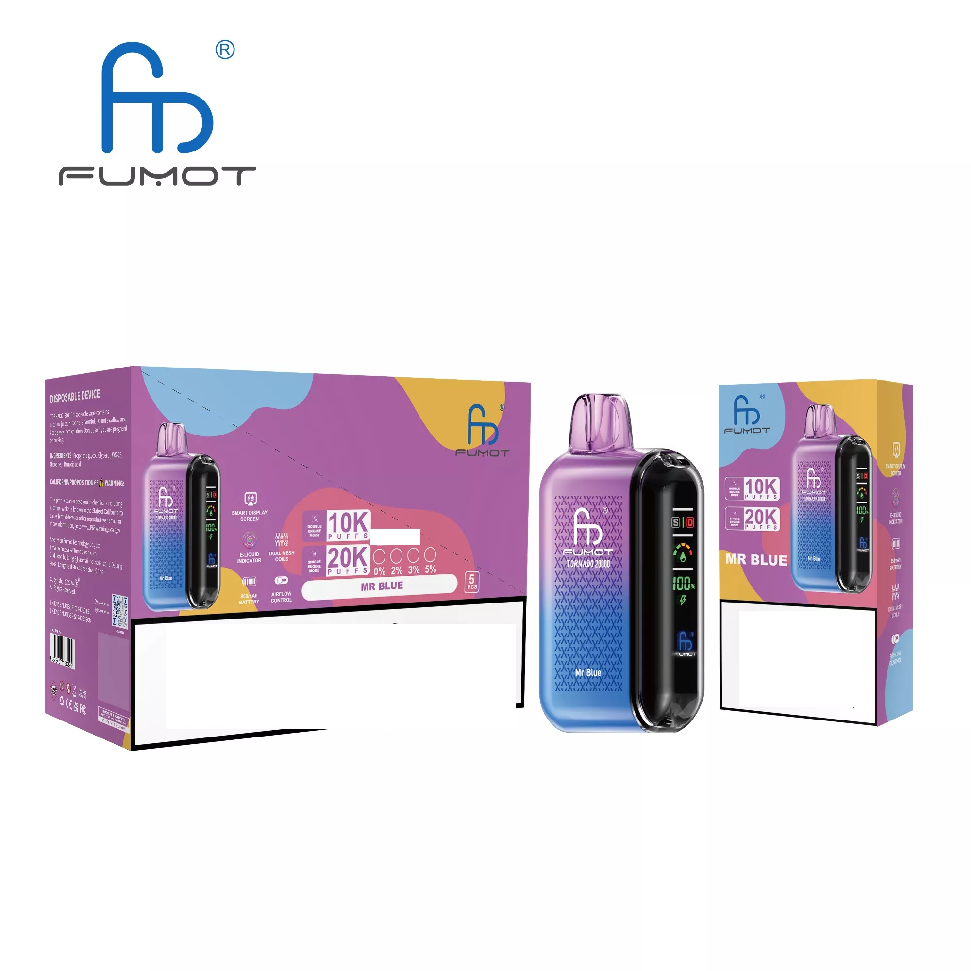 RandM FUMOT TORNADO 20000 Puffs Digital Screen Bulk Buy Rechargeable Disposable Vapes Wholesale - Image 12