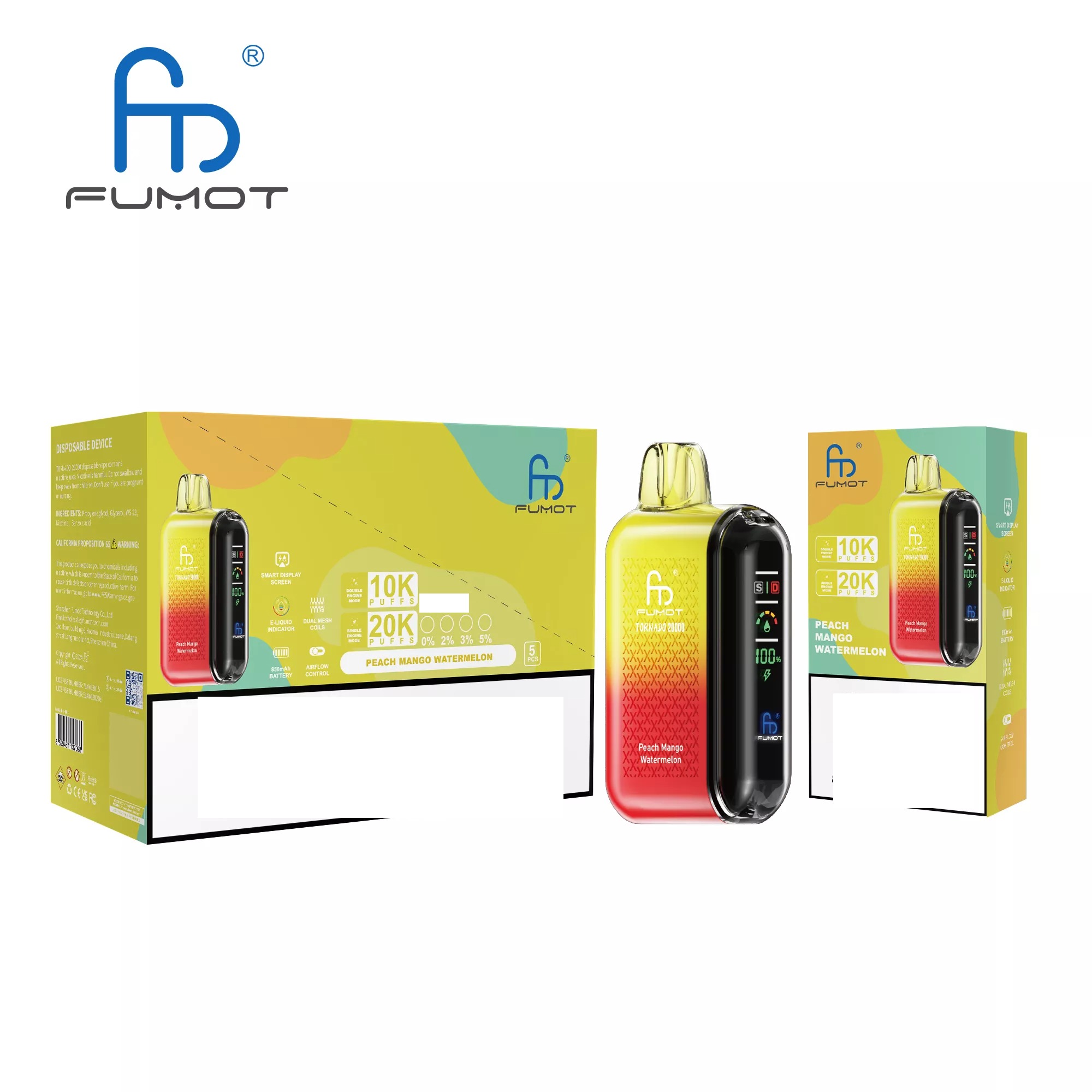 RandM FUMOT TORNADO 20000 Puffs Digital Screen Bulk Buy Rechargeable Disposable Vapes Wholesale - Image 11