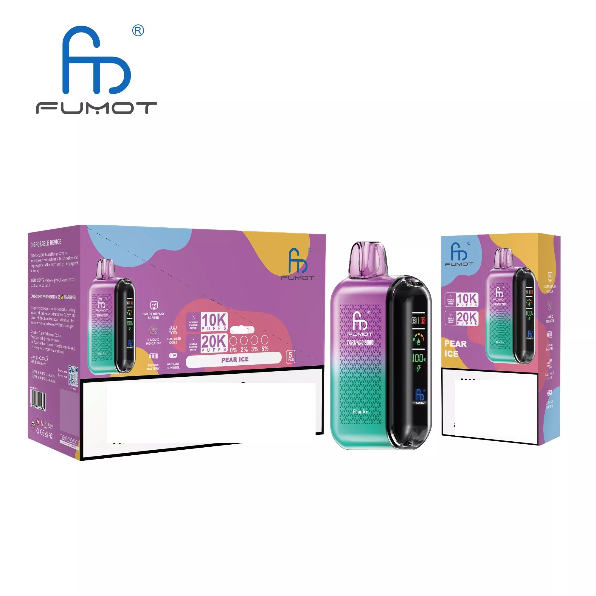 RandM FUMOT TORNADO 20000 Puffs Digital Screen Bulk Buy Rechargeable Disposable Vapes Wholesale - Image 9