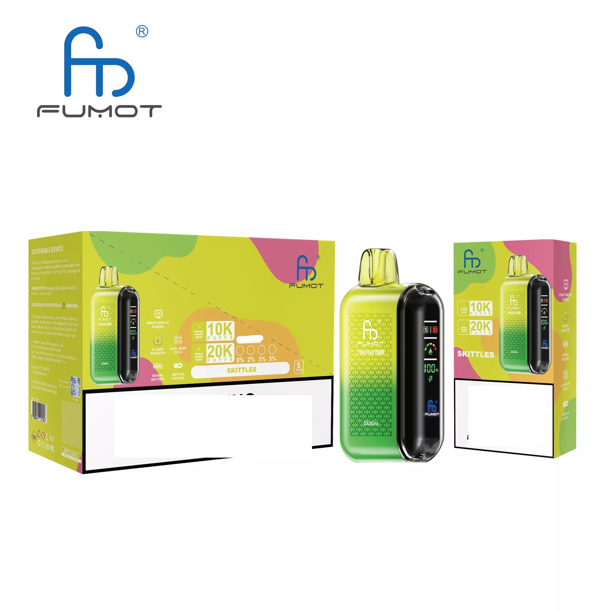 RandM FUMOT TORNADO 20000 Puffs Digital Screen Bulk Buy Rechargeable Disposable Vapes Wholesale - Image 6