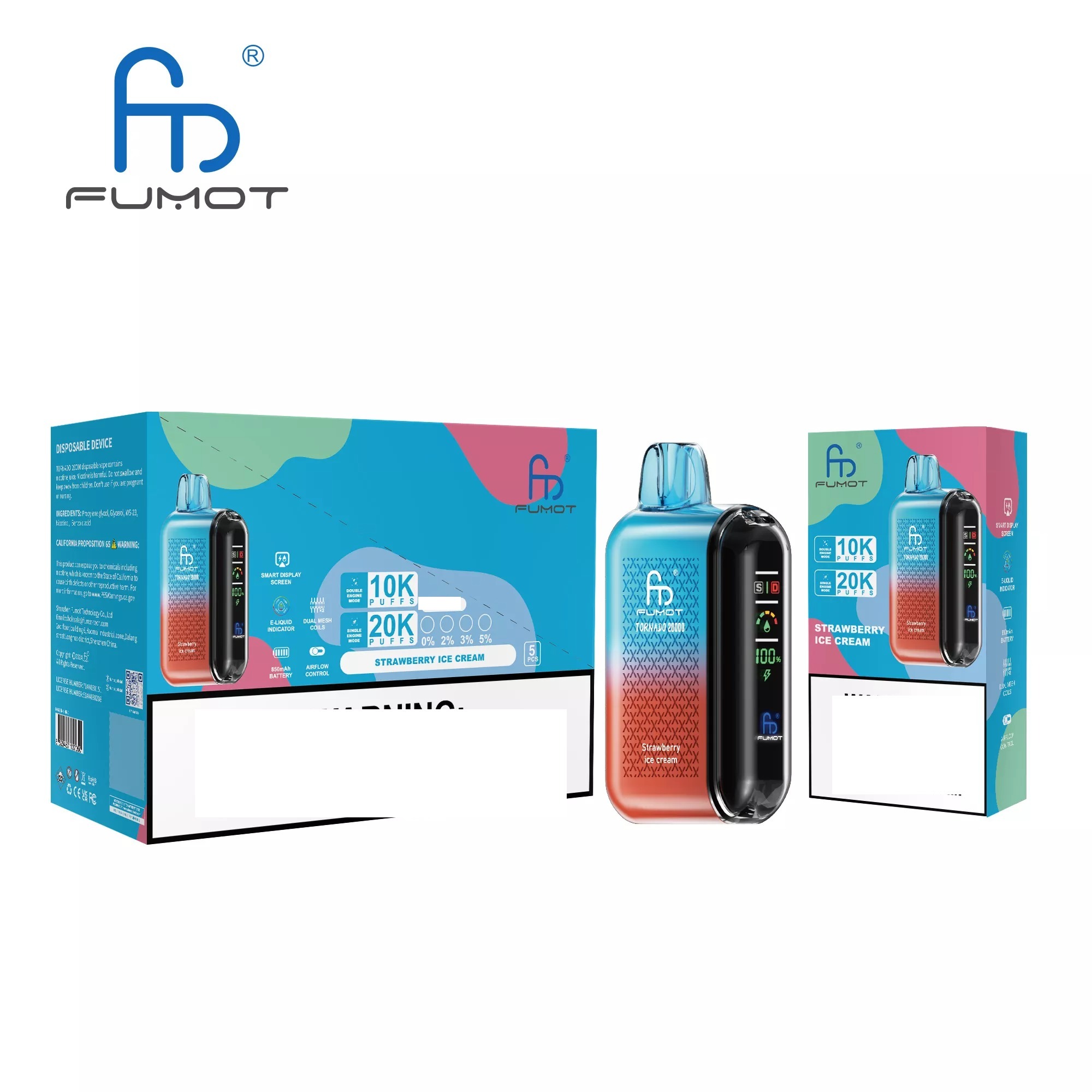 RandM FUMOT TORNADO 20000 Puffs Digital Screen Bulk Buy Rechargeable Disposable Vapes Wholesale - Image 5