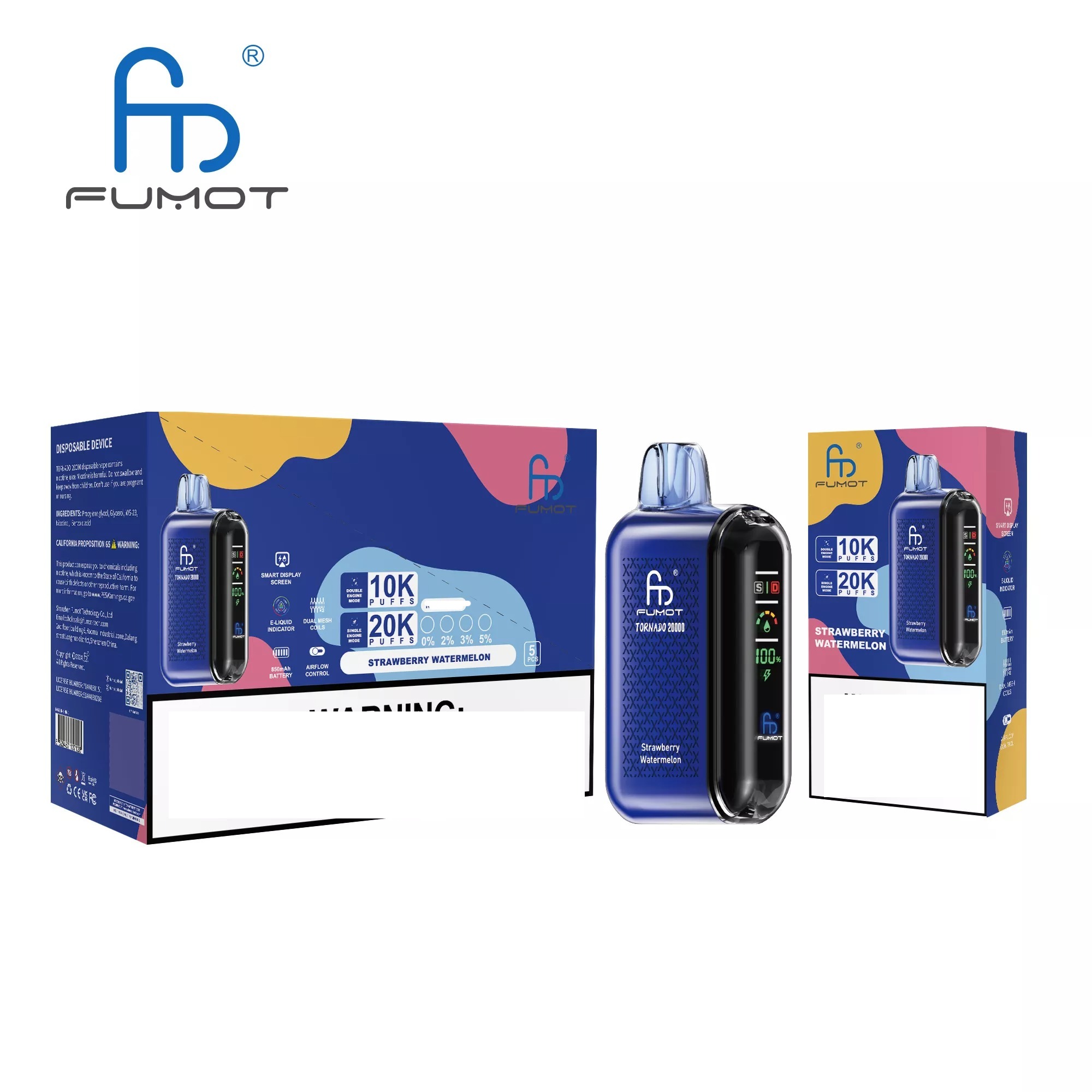 RandM FUMOT TORNADO 20000 Puffs Digital Screen Bulk Buy Rechargeable Disposable Vapes Wholesale - Image 2