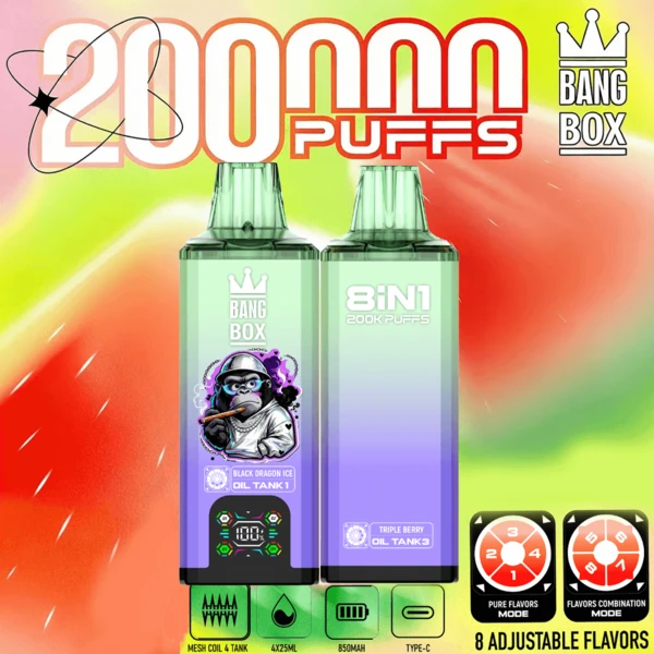 Bang Box 200K 8-in-1 Flavors Disposable Vape | 200,000 Puffs – Ultimate Flavor Power - Image 2