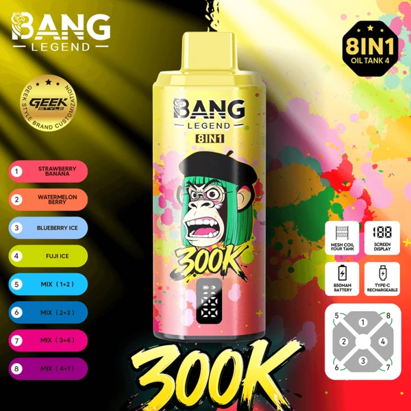 Bang Legend 300K 8-in-1 Flavors Disposable Vape – Ultimate Multi-Flavor 300,000 Puffs Experience - Image 9