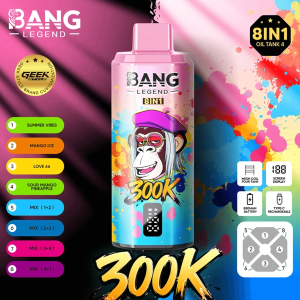 Bang Legend 300K 8-in-1 Flavors Disposable Vape – Ultimate Multi-Flavor 300,000 Puffs Experience - Image 10
