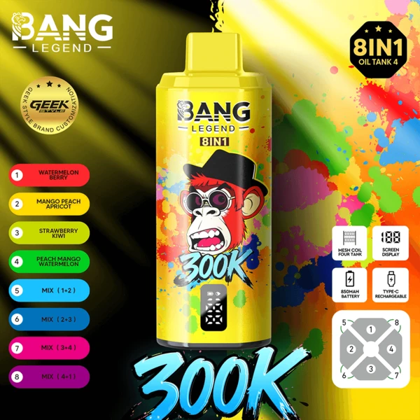 Bang Legend 300K 8-in-1 Flavors Disposable Vape – Ultimate Multi-Flavor 300,000 Puffs Experience - Image 11