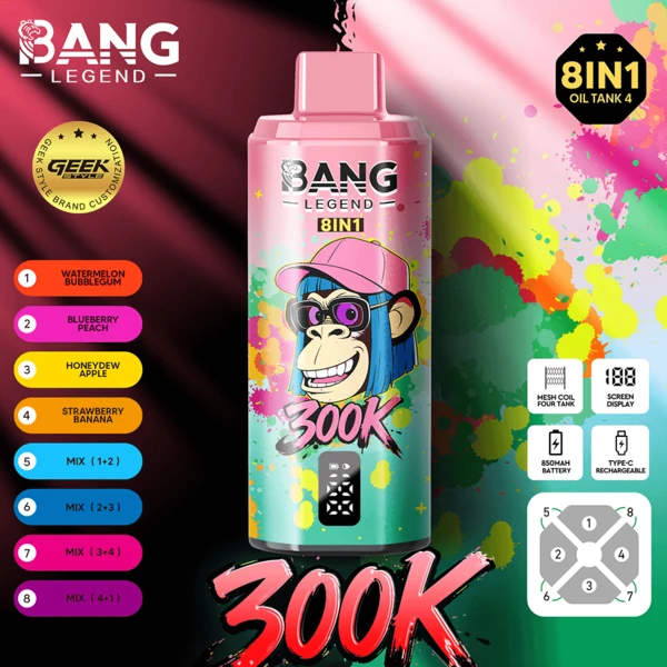 Bang Legend 300K 8-in-1 Flavors Disposable Vape – Ultimate Multi-Flavor 300,000 Puffs Experience - Image 12