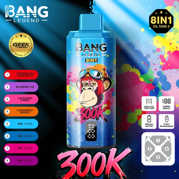 Bang Legend 300K 8-in-1 Flavors Disposable Vape – Ultimate Multi-Flavor 300,000 Puffs Experience - Image 14