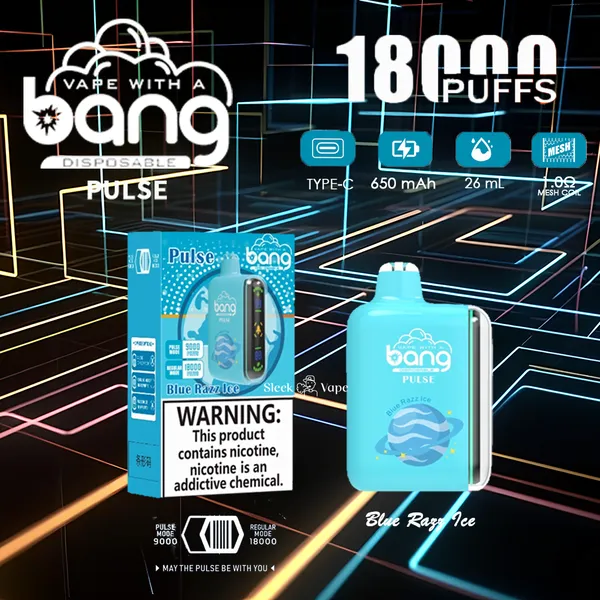 Bang Pulse 18000 Puffs Disposable Vape – Smart Screen, 26ml, 1.0Ω Mesh, Type-C Rechargeable - Image 2