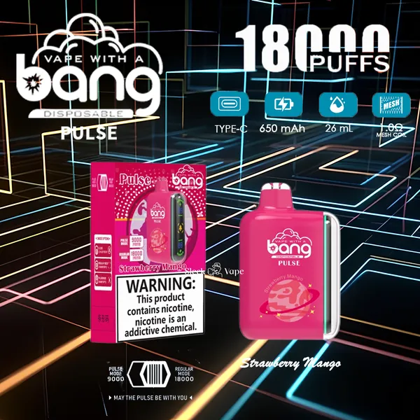 Bang Pulse 18000 Puffs Disposable Vape – Smart Screen, 26ml, 1.0Ω Mesh, Type-C Rechargeable - Image 8